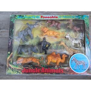 Vintage Jungle Animals Poseable Action Figure Set MRS Toys Retro